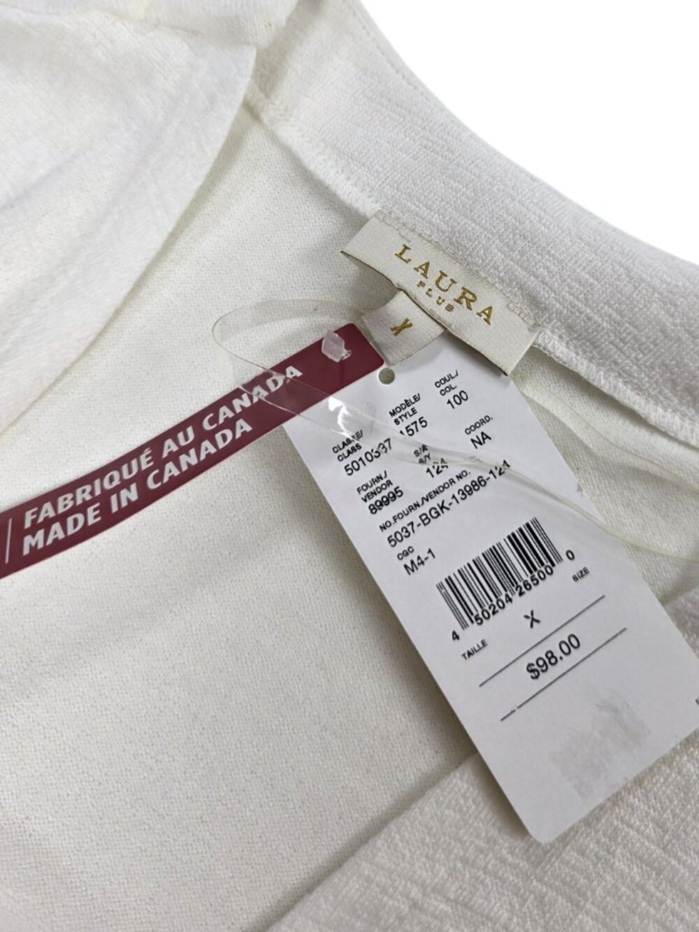 LAURA Open Front Roll Sleeve Cardigan, White, Longline, Slits, Size X, NWT - Picture 3 of 9